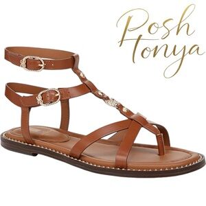 NEW Sam Edelman Talya Tan Leather Gladiator Sandals Size 5.5 Coastal Resort